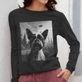 Dog Mom Dad Alien Selfie Boston Terrier UFO For Men Women Women Long Sleeve T-Shirt, Couple Gifts, Mom Gifts, Boston Terrier Dad Gifts, Boston Terrier Mom Gifts, funny design