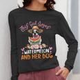This Girl Loves Watermelon And Her Boston Terrier Dog Mother Women Long Sleeve T-Shirt, funny design