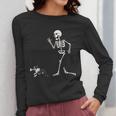 Halloween Boston Terrier And Skeleton Women Long Sleeve T-Shirt, Boston Terrier Halloween Gifts, funny design