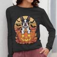 Halloween Retro Boston Terrier Women Long Sleeve T-Shirt, Boston Terrier Halloween Gifts, funny design