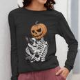 Halloween Skeleton Boston Terrier Women Long Sleeve T-Shirt, Boston Terrier Halloween Gifts, funny design