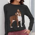 Red Boston Terrier Dog Women Long Sleeve T-Shirt, funny design