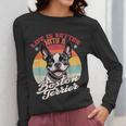 Retro Life Is Better With Boston Terrier Mom Dog Lover Women Long Sleeve T-Shirt, Couple Gifts, Mom Gifts, Boston Terrier Mom Gifts, funny design