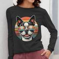 Retro Sunset Sunglasses Boston Terrier Boston Bull Bostie Women Long Sleeve T-Shirt, funny design