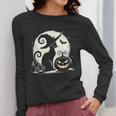 Scary Halloween Cat Costume Retro Cat Moon For Men Women Kids Women Long Sleeve T-Shirt, funny design