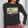 Surfing Boston Terrier Kanagawa Wave Japanese Dog For Men Women Kids Women Long Sleeve T-Shirt, funny design
