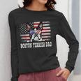 Vintage Boston Terrier Dad American Flag Father's Day Women Long Sleeve T-Shirt, Couple Gifts, Boston Terrier Dad Gifts, American Boston Terrier Gifts, funny design