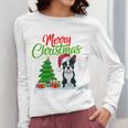 Boston Terrier Christmas Tree Lights Xmas Dog Lover Women Long Sleeve T-Shirt, Boston Terrier Christmas Gifts, funny design