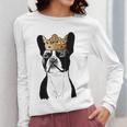 Boston Terrier Dog Wearing Crown For Men Women Girls Kids Women Long Sleeve T-Shirt, funny design