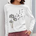 Boston Terrier Flower Fly Dandelion Dog Lover Dog Dad Women Long Sleeve T-Shirt, Couple Gifts, Boston Terrier Dad Gifts, funny design