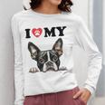 Boston Terrier I Heart My Dog Dog Lover Women Long Sleeve T-Shirt, funny design