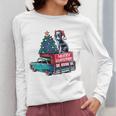 Boston Terrier Merry Christmas Tree Truck Santa Dog X-Mas Women Long Sleeve T-Shirt, Boston Terrier Christmas Gifts, funny design