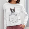 Boston Terrier In The Pocket Cute Boston Terrier Dog Lovers Men Women Girls Kids Women Long Sleeve T-Shirt, funny design