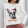 Boston Terrier Santa Claus Hat Merry Christmas Dog X-Mas Women Long Sleeve T-Shirt, Boston Terrier Christmas Gifts, funny design