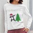 Boston Terrier Santa Hat Dabbing Around The Christmas Tree Women Long Sleeve T-Shirt, Boston Terrier Christmas Gifts, funny design