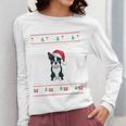 Boston Terrier Wearing Santa Hat Ugly Xmas Dog Lovers Women Long Sleeve T-Shirt, funny design