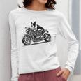 Cool Boston Terrier Riding a Motorcycle Biker Dog Lover For Men Women Kids Women Long Sleeve T-Shirt, Boston Terrier Riding Gifts, funny design
