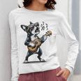 Dog Playing Guitar Singing Boston Terrier For Men Women Girls Kids Women Long Sleeve T-Shirt, funny design