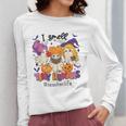 Halloween Teacher Smell a Tiny Human Ghost Spooky Season Women Long Sleeve T-Shirt, funny design