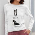 Inhale Exhale Yoga Boston Terrier Tshirt Women Long Sleeve T-Shirt, funny design