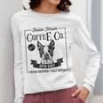 Retro Boston Terrier Coffee Dog Mom Coffee Lover Women Long Sleeve T-Shirt, Couple Gifts, Mom Gifts, Boston Terrier Mom Gifts, funny design
