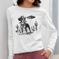 Vintage Boston Terrier UFO Western Wild West Dog Mom Dad Women Long Sleeve T-Shirt, Couple Gifts, Mom Gifts, Boston Terrier Dad Gifts, Boston Terrier Mom Gifts, funny design