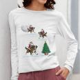Xmas Lighting Tree Santa Riding Boston Terrier Christmas Women Long Sleeve T-Shirt, Boston Terrier Christmas Gifts, Boston Terrier Riding Gifts, funny design
