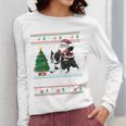 Xmas Tree Lighting Santa Riding Boston Terrier Christmas Women Long Sleeve T-Shirt, Boston Terrier Christmas Gifts, Boston Terrier Riding Gifts, funny design