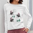 Xmas Tree Santa Riding Boston Terrier Christmas Women Long Sleeve T-Shirt, Boston Terrier Christmas Gifts, Boston Terrier Riding Gifts, funny design