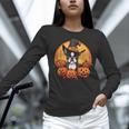 Boston Terrier Bostie Dog Breed Pet Halloween Pumpkins Women Long Sleeve T-Shirt, Boston Terrier Halloween Shirts, gift for family, gift for coworker