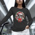 Boston Terrier Christmas Wreath Decoration Xmas Pajamas Women Long Sleeve T-Shirt, Boston Terrier Christmas Shirts, gift for family, gift for coworker