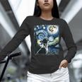 Boston Terrier Dog Art Van Gogh Starry Night Boston Terrier Women Long Sleeve T-Shirt, gift for family, gift for coworker