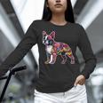 Boston Terrier Floral Dog Lover Vintage Distressed For Men Women Kids Women Long Sleeve T-Shirt, gift for family, gift for coworker