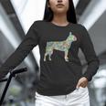Boston Terrier Flower Silhouette Floral Dog Men Women Girls Kids Women Long Sleeve T-Shirt, gift for family, gift for coworker