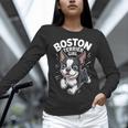 Boston Terrier Girl Cute Cartoon For Dog Owners Pet Terrier Women Long Sleeve T-Shirt, gift for family, gift for coworker