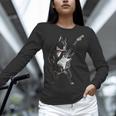 Boston Terrier Guitar Women Long Sleeve T-Shirt, gift for family, gift for coworker