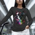 Boston Terrier Lovers Colorful Pop Art Boston Terrier Women Long Sleeve T-Shirt, gift for family, gift for coworker