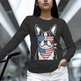 Boston Terrier USA Flag Sunglasses Patriotic 4th Of July Women Long Sleeve T-Shirt, Patriotic Boston Terrier Shirts, Boston Terrier 4th Of July Shirts, gift for family, gift for coworker