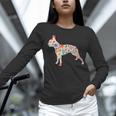 Boston Terrier Watercolor Flowers Women Long Sleeve T-Shirt, gift for family, gift for coworker