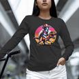 Boston Terrier Wearing A Cowboy Hat On T-Rex Women Long Sleeve T-Shirt, gift for family, gift for coworker