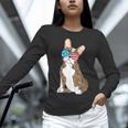 Brindle Boston Terrier Dog Patriotic Shirt USA Flag Women Long Sleeve T-Shirt, Patriotic Boston Terrier Shirts, gift for family, gift for coworker