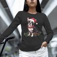 Cute Boston Terrier Dog Christmas Merry X-Mas Graphic Women Long Sleeve T-Shirt, Boston Terrier Christmas Shirts, gift for family, gift for coworker
