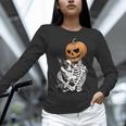 Halloween Skeleton Boston Terrier Women Long Sleeve T-Shirt, Boston Terrier Halloween Shirts, gift for family, gift for coworker