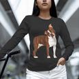 Red Boston Terrier Dog Women Long Sleeve T-Shirt, gift for family, gift for coworker