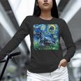 Scottish Terrier Starry Night Scotty Dog Art By Aja Women Long Sleeve T-Shirt, gift for family, gift for coworker
