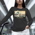Surfing Boston Terrier Kanagawa Wave Japanese Dog For Men Women Kids Women Long Sleeve T-Shirt, gift for family, gift for coworker