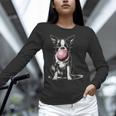 Vintage Boston Terrier Blowing Bubble Gum American Gentleman Women Long Sleeve T-Shirt, American Boston Terrier Shirts, gift for family, gift for coworker