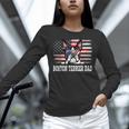 Vintage Boston Terrier Dad American Flag Father's Day Women Long Sleeve T-Shirt, Boston Terrier Dad Shirts, American Boston Terrier Shirts, gift for family, gift for coworker