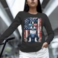 Vintage Boston Terrier Dog American USA US Flag Pets Lovers Tank Top Women Long Sleeve T-Shirt, American Boston Terrier Shirts, gift for family, gift for coworker