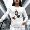 Boston Terrier Christmas T Shirt-Life Is Merrier Premium Tri-Blend Women Long Sleeve T-Shirt, Boston Terrier Christmas Shirts, gift for family, gift for coworker